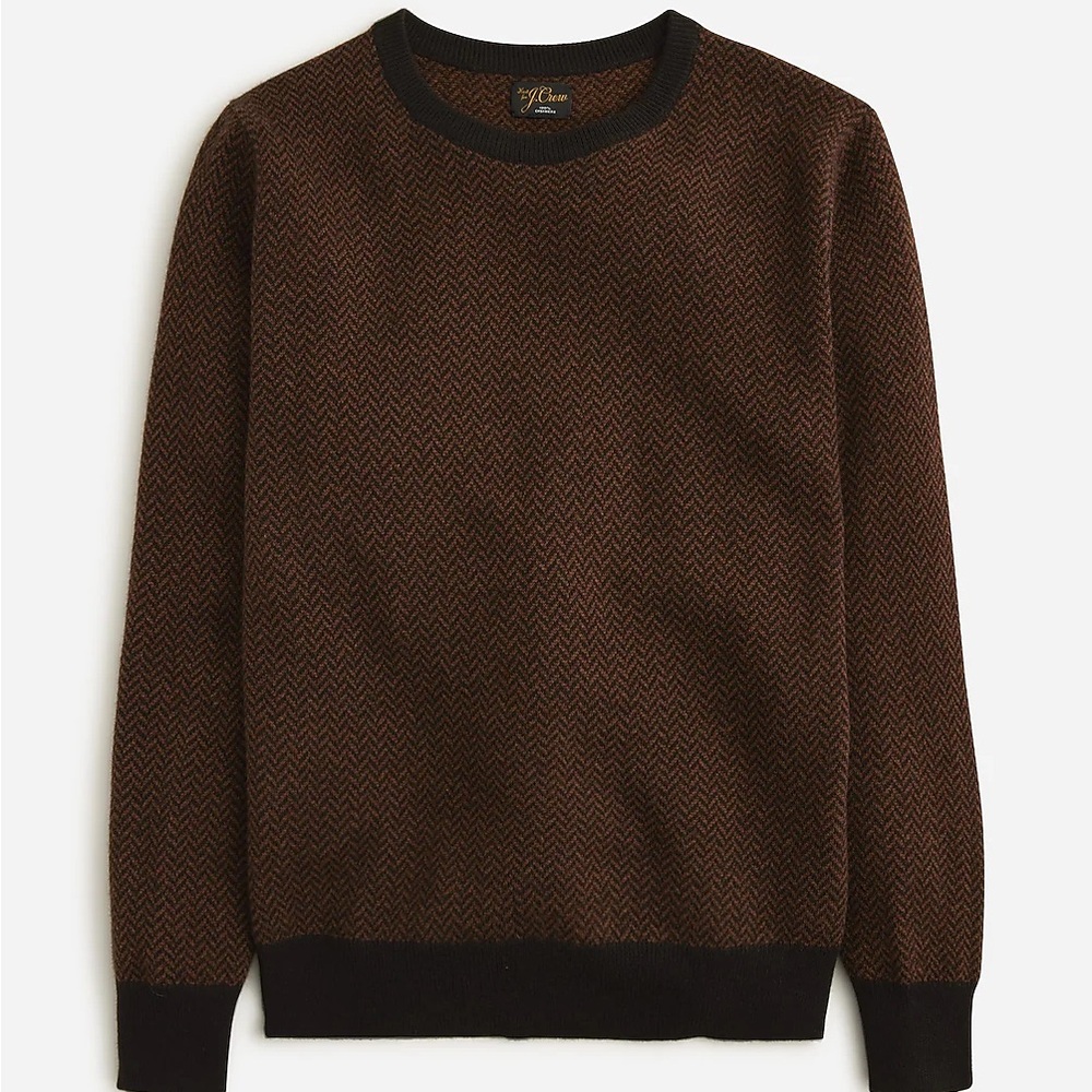 J. Crew Men's Cashmere herringbone jacquard sweater